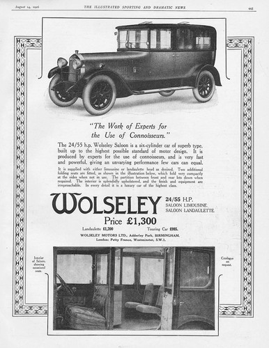 Wolseley motor cars saloon - cars,