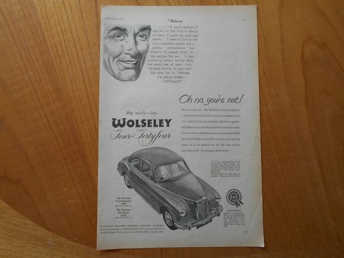 Vintage wolseley advert - vintage, --