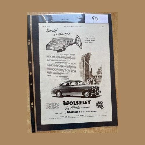 Vintage car ads for - , wolseley